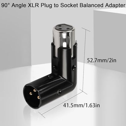 QIANRENON Adjustable 90 Right Angle XLR Audio Connector - 3Pin Male to Female, Extended Cabling for Tight Spaces
