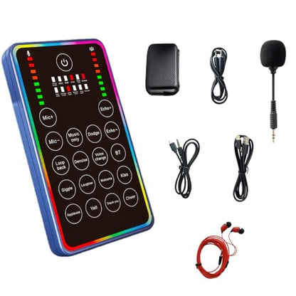 Portable Sound Card, Small Handheld Sound Card Set for Podcasting,HD Sound External Sound Card for Live Streaming/Karaoke/Gaming,Voice Changer Sound Card for Android/iOS/Windows
