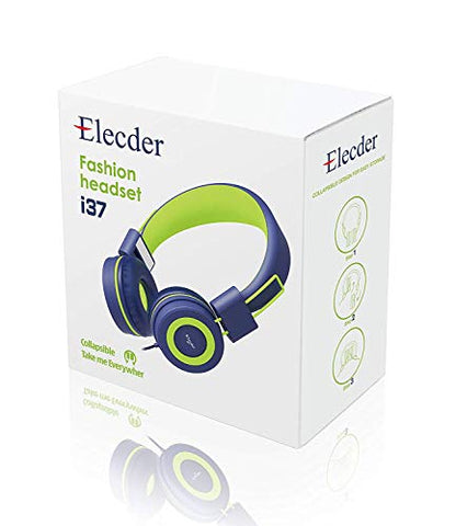 ELECDER i37 Kids Headphones for School Children Girls Boys Teens, Navy | Foldable Adjustable Lightweight, 3.5mm Audio Jack On Ear Headphones for Smartphones Chromebook Computer PC Tablets Travel - color: Navy