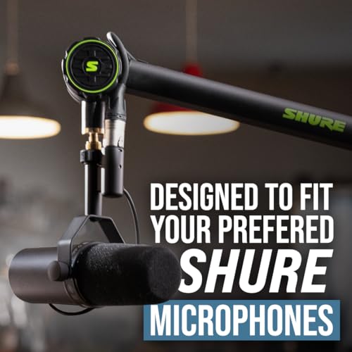 Shure by Gator Deluxe Broadcast Desktop Mic Boom Arm (SH-BROADCAST1) | Fully adjustable with a quiet 360-degree arm for podcasts and streaming. Compatible with MV7 & SM7B