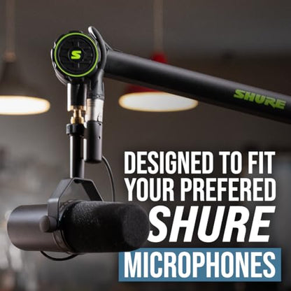 Shure by Gator Deluxe Broadcast Desktop Mic Boom Arm (SH-BROADCAST1) | Fully adjustable with a quiet 360-degree arm for podcasts and streaming. Compatible with MV7 & SM7B