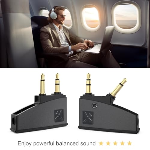 QC45 Airplane Headphone Adapter Compatible with Bose 700 QuietComfort 2 QC3 QC15 QC20 QC25 QC35 QC35ii NC700 SoundLink SoundLinkII AE2 AE2i AE2W Headphones, 3.5mm Gold-Plated Tip (2 Pack)