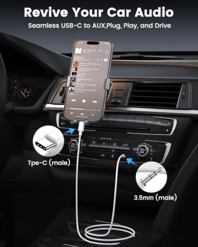 USB C to 3.5mm AUX Cable Set, 4 Pack, AUX to USB C Cord & Adapter | 2 AUX cords + 2 DAC audio dongles, USB C to AUX audio, music, mic, calls & recording, for car stereo, speakers & headphones