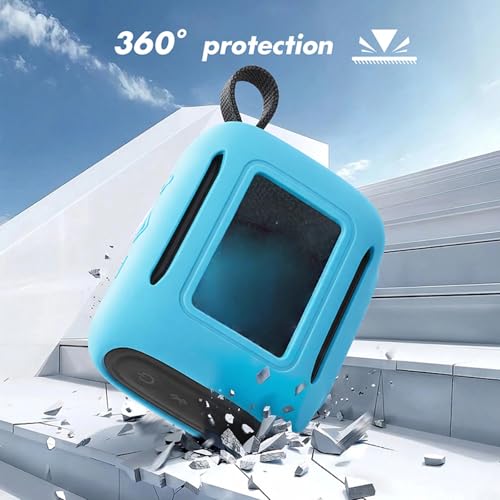 Silicone Cover Case for JBL Go 5 Bluetooth Speaker, Portable Speaker Travel Case Protective Cover Sleeve with Carabiner for JBL Go 5, Dustproof, Shockproof and Scratch-resistant (Blue) - color: Blue