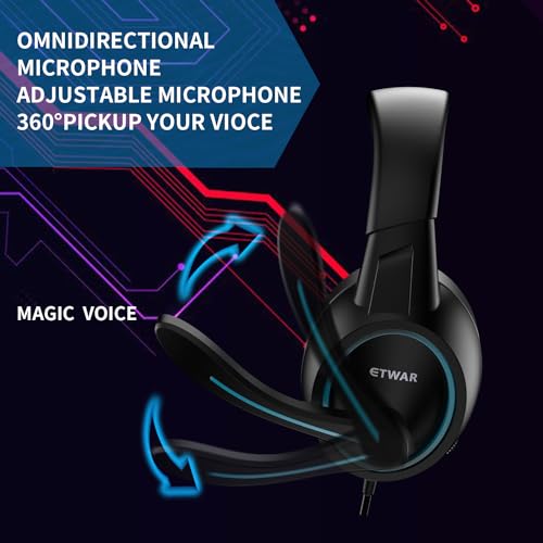 B3 Gaming Headset, Blue | Nintendo Switch, Xbox One, PS4, Mega Bass Surround, Noise Cancelling, 3.5mm Jack Over Ear with Mic, Laptop PC Smartphones - color: Blue
