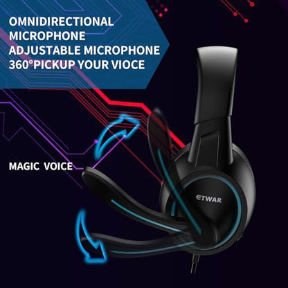 B3 Gaming Headset, Blue | Nintendo Switch, Xbox One, PS4, Mega Bass Surround, Noise Cancelling, 3.5mm Jack Over Ear with Mic, Laptop PC Smartphones - color: Blue