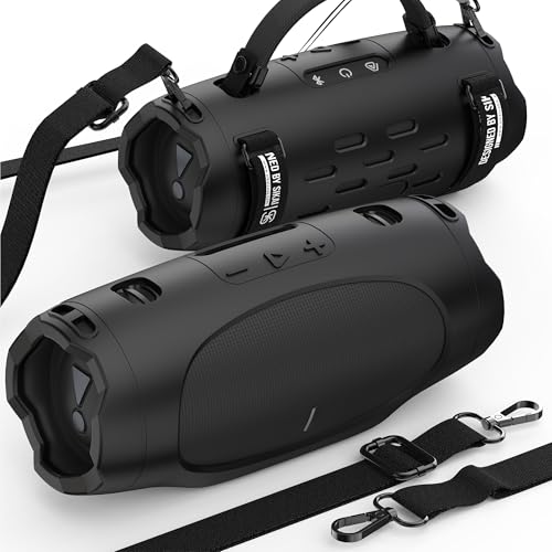 SIKAI CASE Silicone Case Compatible with JBL Charge 6, Portable Speaker Mount with Adjustable Strap & Detachable Shoulder Strap for Bike, Motorcycle, Golf Cart, Boat Railing, Case Only - color: Black