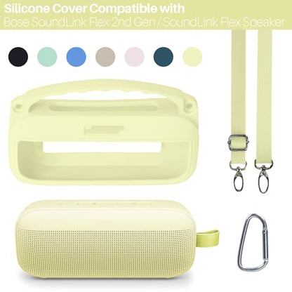 Lebakort Silicone Cover Compatible with Bose New SoundLink Flex 2nd Gen/Bose SoundLink Flex Portable Speaker (Citrus Yellow Cover) - color: Citrus Yellow Cover