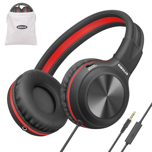SIMOLIO Manyshare Kids Headphones, 3.5mm Wired with Mic for School - color: Black