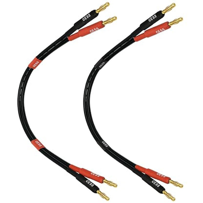 CNCESS CESS-037-1F 12 AWG Silicone Speaker Cable, Banana Plug Male to Male, Tinned Copper Wire, 1 Foot, 2-Channel - size: 1 FOOT