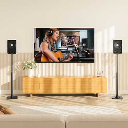 Mounting Dream Height Adjustable Speaker Stands for Bookshelf Speakers | Universal Fit, 11 lbs Capacity, Set of 2 for Bose Polk JBL Sony Yamaha - 42" Max Height - size: 9.4" W x 18" H Speaker