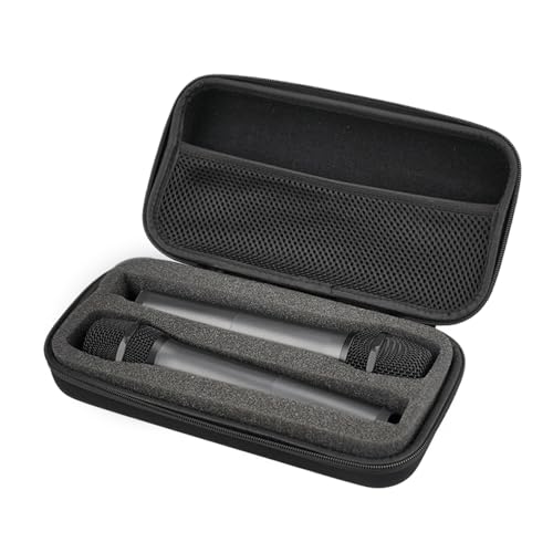 Microphone Storage Bag EVA Protective Case, Wireless Microphone Storage Box, Dual Mic Bag Hard Carrying Case for Outdoor Travel Use