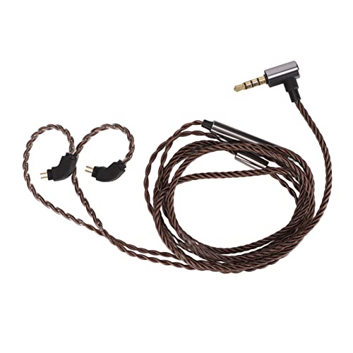 2 Pin 0.78mm Headphone Cable with Mic Replacement Headphone Cable Upgrade Cord with Volume Control Pre Shaped Earhook for IEM Music Calls