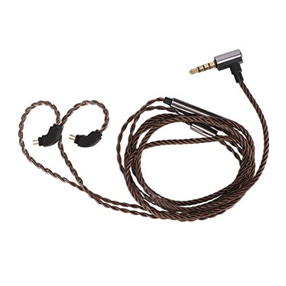 2 Pin 0.78mm Headphone Cable with Mic Replacement Headphone Cable Upgrade Cord with Volume Control Pre Shaped Earhook for IEM Music Calls