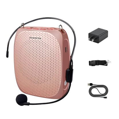 ZOWEETEK Voice Amplifier for Teachers Original Portable Wired Microphone - color: Rose gold