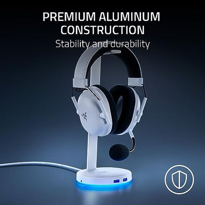 Razer Base Station V2 Chroma Headphone Headset Stand Holder, Black | Chroma RGB Lighting, Taller Stand & Anti-slip Ledge, USB Charging Ports, Anti-Slip Rubber Base, 3.5mm Port + Built-in DAC - color: Classic Black, style: V2