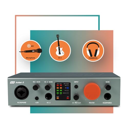 ESI Amber i1 USB Audio Interface with Audio Mixer for Guitarists, Vocalists & Producers - Studio-Quality Sound, 24-Bit/192kHz, RCA, 2-in/2-out with Separate Line Inputs, Professional Software Included - size: Amber i1 (1 Pre, 1 Line/2 Out)