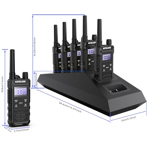 T3G Heavy Duty Walkie Talkies, IP67 Waterproof Two Way Radio with Earpiece, Triple Proof, Three Charging Options, USB, NOAA, Emergency GMRS 2 Way radios(6 Pack), Black/Grey