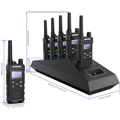 T3G Heavy Duty Walkie Talkies, IP67 Waterproof Two Way Radio with Earpiece, Triple Proof, Three Charging Options, USB, NOAA, Emergency GMRS 2 Way radios(6 Pack), Black/Grey