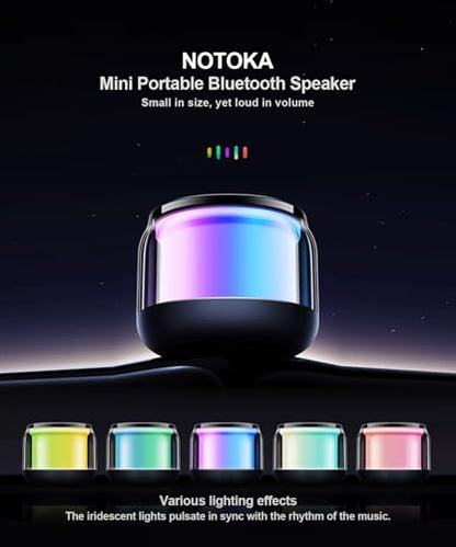 Mini Portable Bluetooth Speaker, TWS Pairing Bass LED Lights, Rechargeable | Long Playtime, Stereo Sound, BT 5.3, Home & Outdoor, AUX Input, TF Card, Lanyard, Christmas Birthday Gifts for Men Women Kids - color: Black
