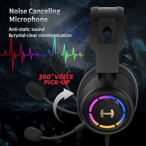 Edifier 7.1 Hi-Res Sound PC Gaming Headset Weird USB Over-Ear Headphone Noise Cancelling Mic RGB Light for PC PS4 Laptop Mac Desktop - color: Black_2