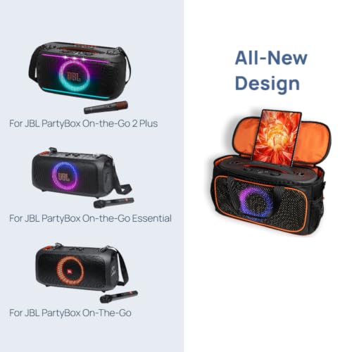 Carrying Case Compatible with JBL PartyBox On The Go 2 Plus,Travel Storage Bag Fits for JBL PartyBox On-The-Go Essential Protable Party Speaker and Wireless Mic(Bag Only,No Shoulder Strap)