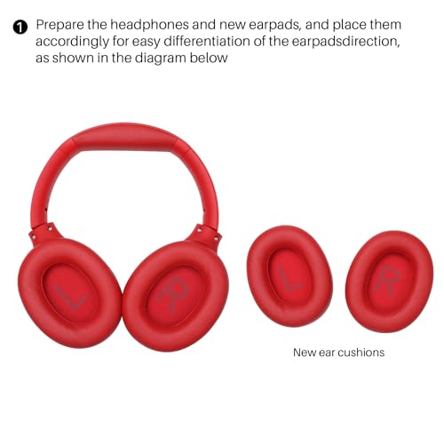 TOZO HT2 Replacement Earpads Cushion, Softer Protein Leather Ear Cover Waterproof for Comfortable Fit with Dustproof Mesh, Sound-Isolation Foam Dark Red - color: Dark Red