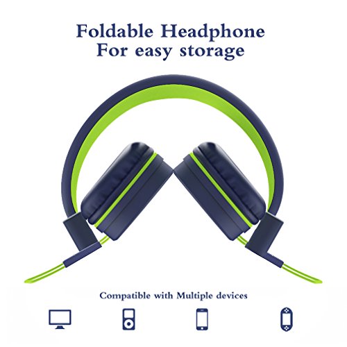 ELECDER i37 Kids Headphones for School Children Girls Boys Teens, Navy | Foldable Adjustable Lightweight, 3.5mm Audio Jack On Ear Headphones for Smartphones Chromebook Computer PC Tablets Travel - color: Navy