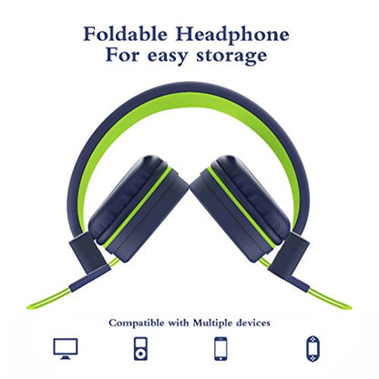ELECDER i37 Kids Headphones for School Children Girls Boys Teens, Navy | Foldable Adjustable Lightweight, 3.5mm Audio Jack On Ear Headphones for Smartphones Chromebook Computer PC Tablets Travel - color: Navy