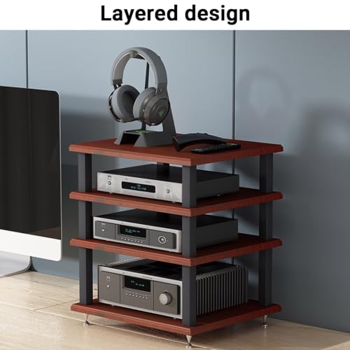 Desktop Hi-Fi Audio Rack, Multi-Tier Stereo Component Shelf for Amplifier(Teak,4-Layer) - color: Teak, size: 4-layer