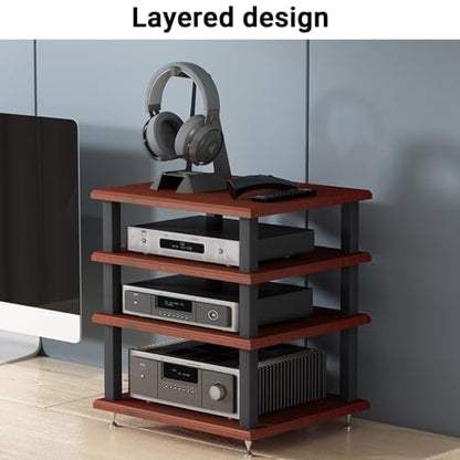 Desktop Hi-Fi Audio Rack, Multi-Tier Stereo Component Shelf for Amplifier(Teak,4-Layer) - color: Teak, size: 4-layer