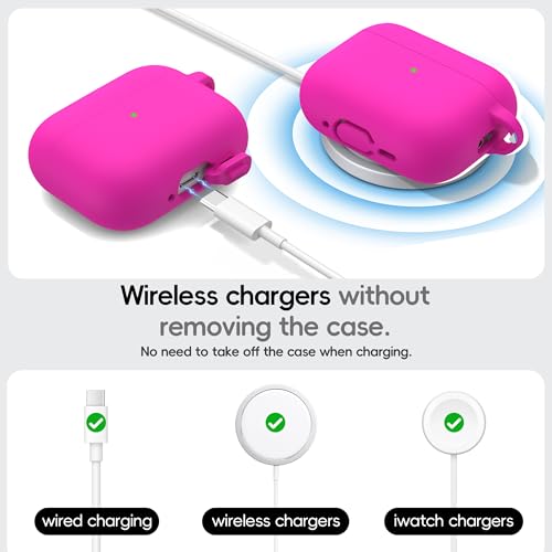 RFUNGUANGO Silicone Protective Case for AirPods Pro 3, Rose Red - color: Pro 3‑SIL‑Rose Red