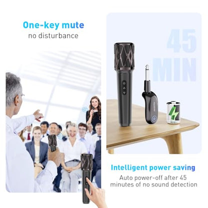 ZOWEETEK Wireless Dual Handheld Dynamic Karaoke Microphone Set | Rechargeable Receiver, Plug & Play, for Singing, Wedding, Party, Classroom, Speech, Church, PA System