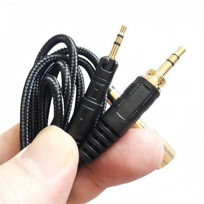 Replacement Audio Cable for Audio-Technica ATH-M50X M40X Headphones Black Braided Wire Cord with 6.35mm Adapter Length 1.5 Meters