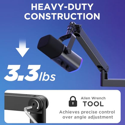 InnoGear 360° Rotatable Low Profile Mic Stand with Cable Management & 8 Pieces Mic Stand Adapter 5/8 Female to 3/8 Male 3/8 Female to 5/8 Male 5/8 Female to 1/4 Male 1/4 Female to 5/8 Male