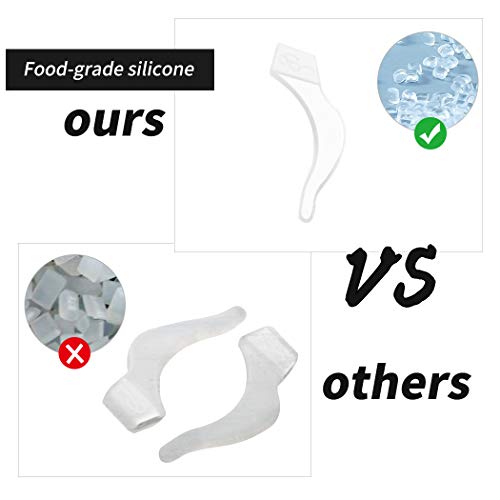 Eyeglasses Silicone Ear Hooks Retainers, Anti-Slip Holder Stoppers, Temple Tips Sleeve Retainer, Spectacle Stay for Eyeglasses, Sunglasses, Reading Glasses (White) - color: White