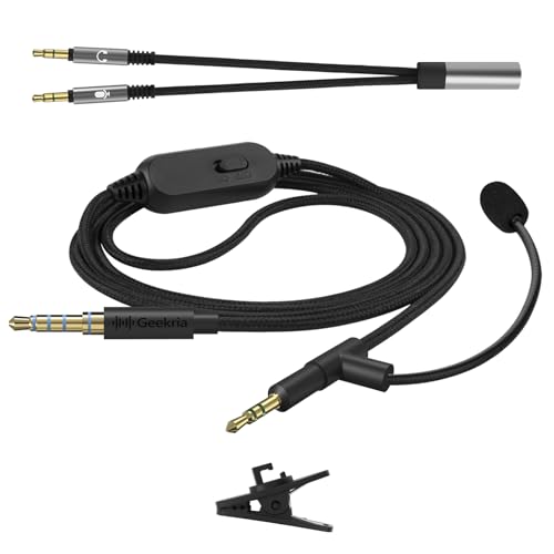 GEEKRIA Boom Mic Headphones Cable Compatible with Bose QC Ultra/SE/45, 700, 2.5mm Jack Nylon Braided Replacement Cord with Boom Microphone for Gaming & Meeting (5.6ft)