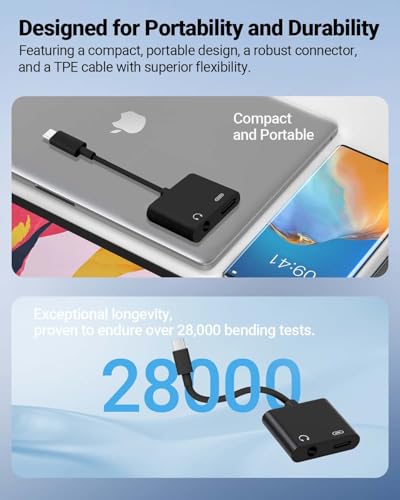 Seulliya USB C to 3.5mm Headphone Jack and Charger Adapter, 2-in-1 Audio & Fast Charging Splitter for Apple iPhone 17/16/15/Pro/Pro Max, iPad, Samsung, Pixel, and More 1Pack Black - color: Black