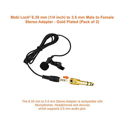 2Pcs 6.35mm Plug to 3.5mm Socket Stereo Audio Jack Adapter, Gold-Plated | 1/4in to 1/8in, connects amps, guitars, pianos, drums, speakers & mics to smaller devices