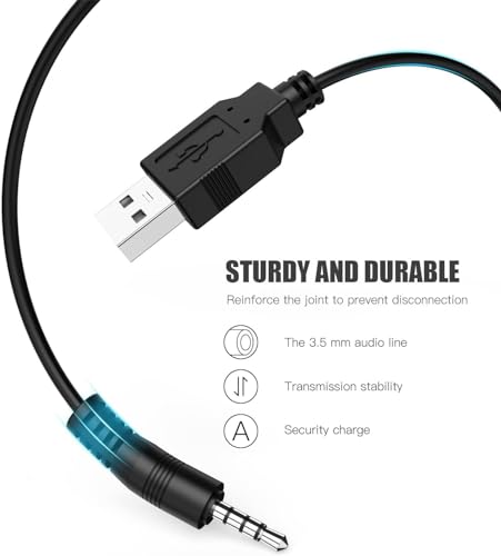 3.5mm USB Charger Cable,3.5mm Male AUX Audio Jack to USB Male Charge Cable Adapter Cord,Compatible with MP3,Headphones,Speakers,Voice Recorder and Any Other Devices with 3.5mm Port(3.3 ft)(1)