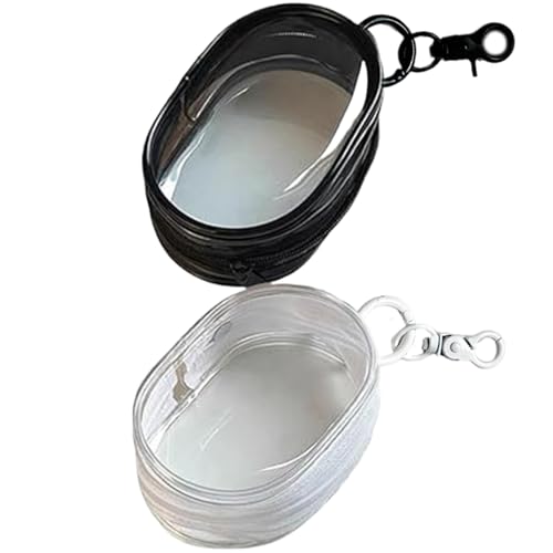 2 Pcs Cable Storage Case Headphone Case Zipper Closure Visible Earphone Case for USB Flash Drive,Keys, Mini Lipstick, Earbuds (Black, White) Headphone Case