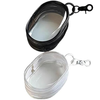 2 Pcs Cable Storage Case Headphone Case Zipper Closure Visible Earphone Case for USB Flash Drive,Keys, Mini Lipstick, Earbuds (Black, White) Headphone Case