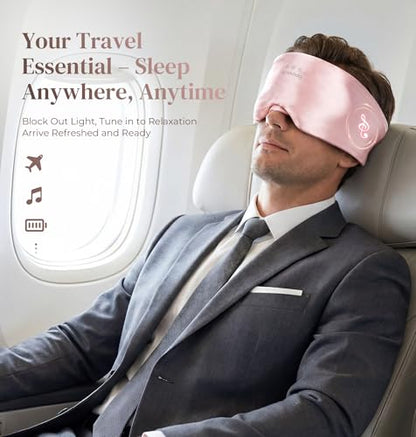 LC-dolida 3D Silk Bluetooth Sleep Mask, Mulberry Silk Sleep Mask with Bluetooth Headphones, Bluetooth Eye Sleep Mask for Side Sleepers, Total Blackout Bluetooth Eye Mask for Women Men, Pink - color: Pink