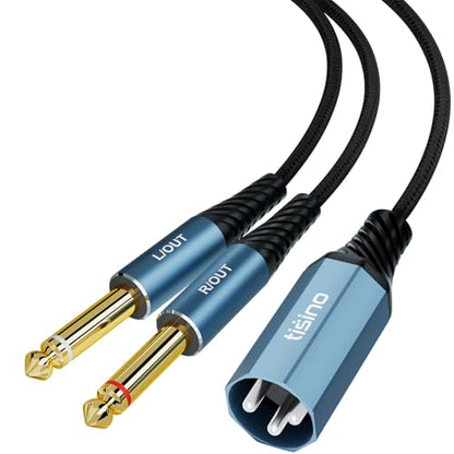 Tisino Male XLR to 1/4" 2 TS L/R Mono XLR Splitter Y-Cable, 3.3 FT/1m | XLR Male to Dual 1/4" TS Mono L/R Breakout Cable for Mixer, Amp, Studio, Shielded Gold-Plated Interconnect Cord - size: 1m/3.3feet, style: XLR Male to 2 TS