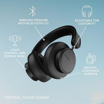 Urbanista Solar Powered Active Noise Cancelling Headphones with Infinite Playtime, Powerfoyle Self Charging Wireless Over Ear Bluetooth 5.0 Earphones, On Ear Detection, Los Angeles, Midnight Black