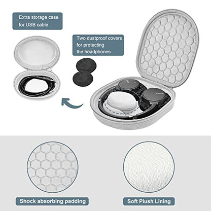 ProCase Hard Travel Case for Sony Headphones -Grey | Fits WH-CH720N/WH-CH710N/WH-CH520/WH-CH510/WH-1000XM5/WH-1000XM4/WH-XB910N & Bose 700, Carrying Bag with 2 Dust Covers - color: Grey