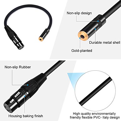 XLR to 3.5mm TRS Adapter Cable, Female to Female Balanced Audio Converter with Gold-Plated Connectors for Mics/Mixers/Interfaces (6ft Nylon-Braided) - color: XLR Female to 1/8" Female