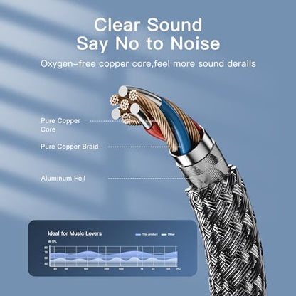 3.5mm to 2RCA Audio Cable, 100ft, Top Series, Nylon-Braided, for Stereo Receiver Speaker, Smartphone, Tablet, HDTV, MP3 Player & More, DY66 - size: 100ft/30M