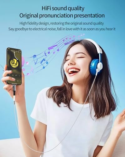 Aux to USB C Lightning for iPhone 17 16 15 14 13 Pro Max (2in1) 3.5mm Headphone Jack Adapter Cable Audio Dongle Female Port Compatible with Samsung for Ipad Male Plug Car Microphone Splitter