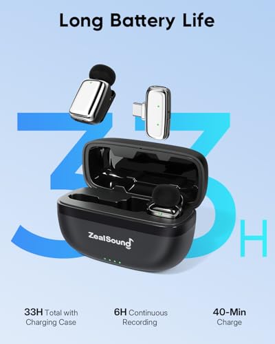 ZealSound Mini Wireless Lavalier Microphone for iPhone, iPad & Android - color: Silver